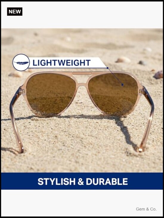 Polarized Aviator Sunglasses with Wrap-Around Frame, 100% UV Protection main image 3